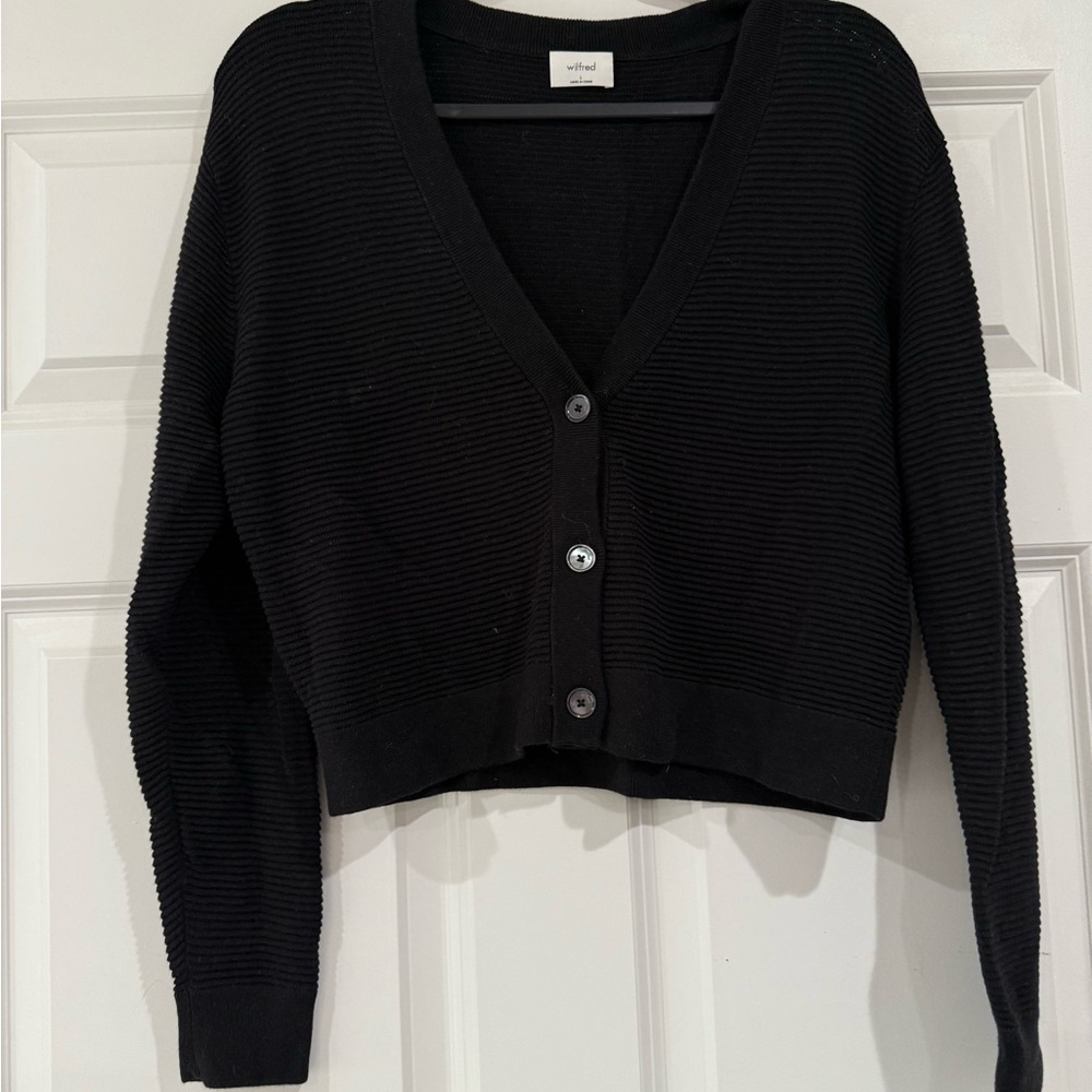 Wilfred Black Cropped Cardigan Sweater